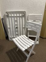 Gartentisch mit 2 Klappstühlen, Kunststoff, Weiss