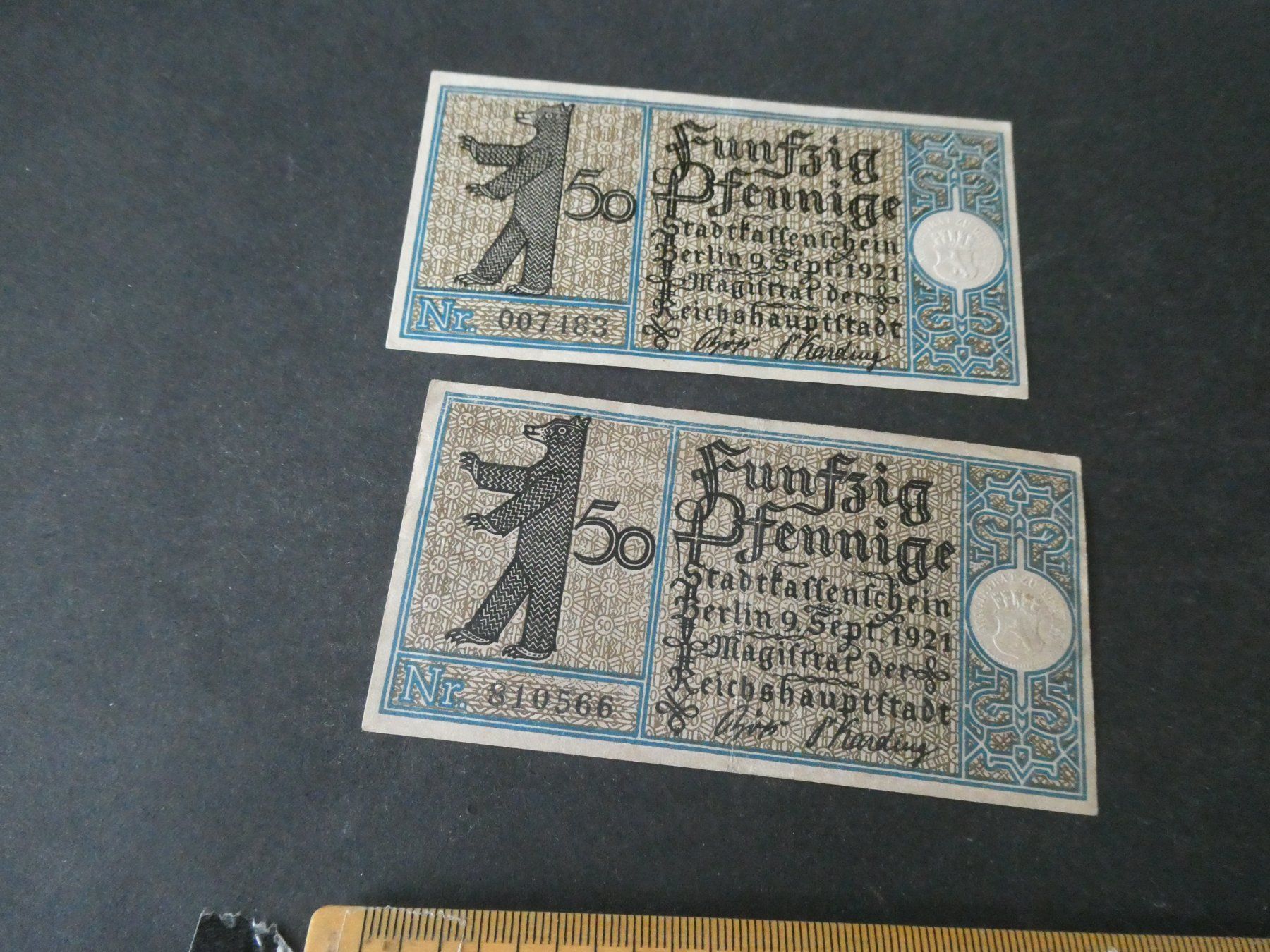 Banconote: Dt. Reich,  Berlin - 2 Notgeldscheine – Usato da Hinterforst venduto da Rohusri