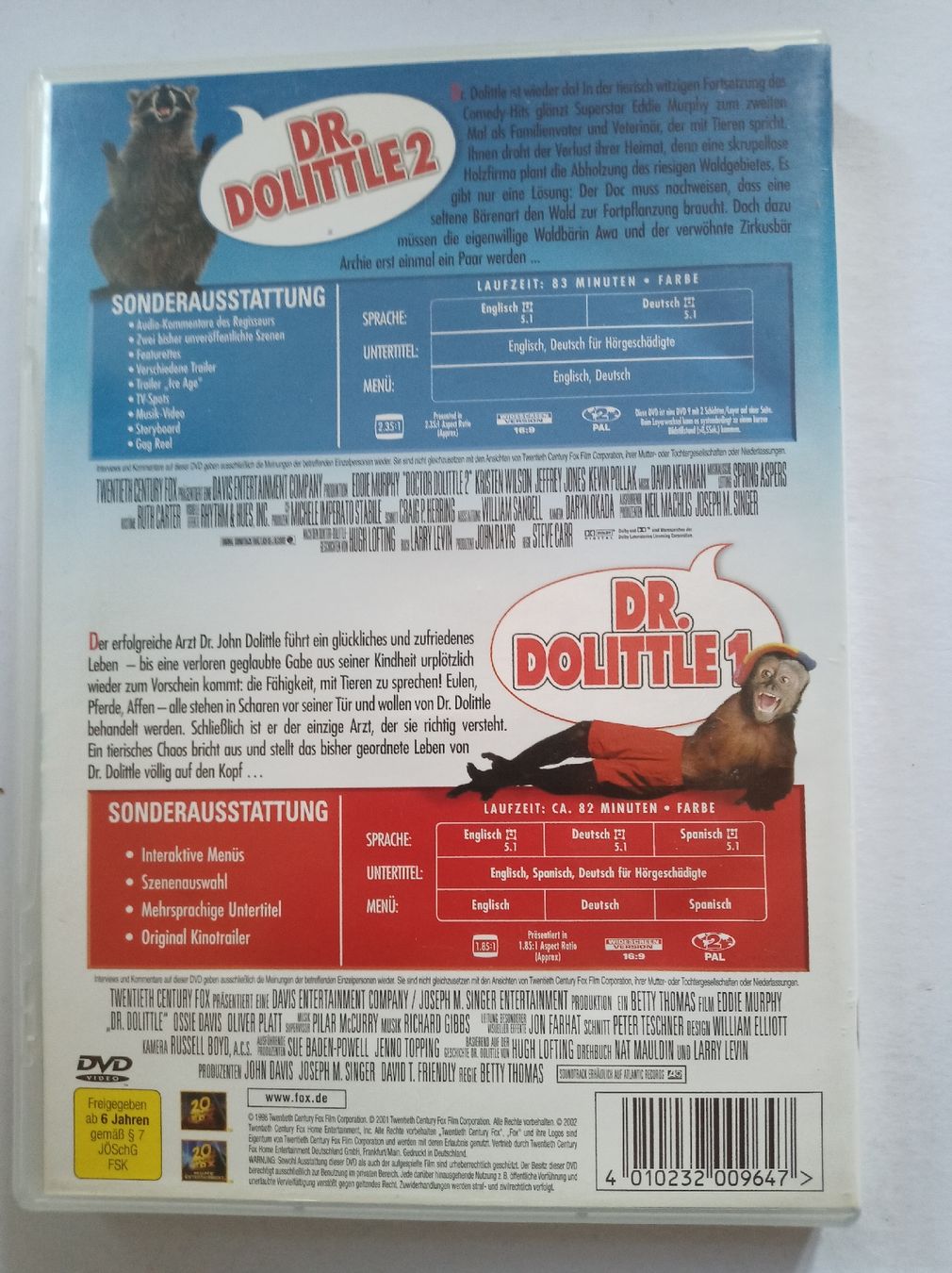 Tutti i DVDs: Eddie Murphy: Dr. Dolittle 1&2 - Doppel DVD Box! – Usato da Tann venduto da Veebee6 1