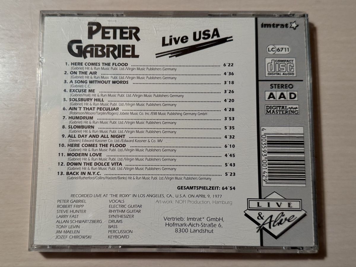 CDs: Peter Gabriel - Live USA CD – Gebraucht aus Oberried Brienz von Chyara 1
