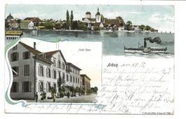 Arbon (TG) Hotel Baer - Promenade vor Dammaufschüttung  1904