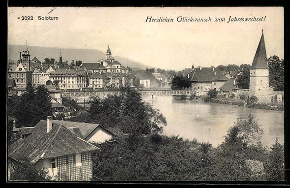 Cartoline postali: Solothurn, Stadtansicht an der Aare mit  – Usato da Berlin venduto da bartko-reher