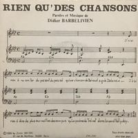 DIDIER BARBELIVIEN - RIEN QU’DES CHANSON
