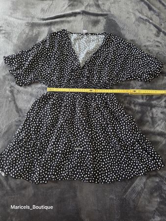 Amisu Damen Kleid Schwarz-Weiss Punkte Grösse 36