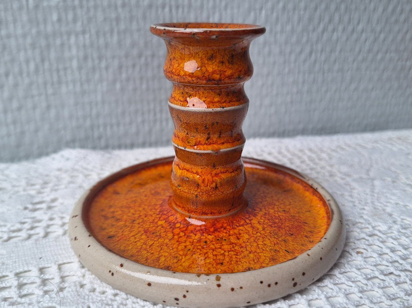 Bougeoirs: Keramik Kerzenständer  orange "Studio Pottery" – D'occasion à Dornach par majo8689 1
