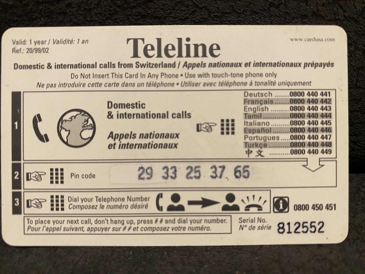 Schede telefoniche: Teleline – Usato da Lausanne venduto da babacard10 1