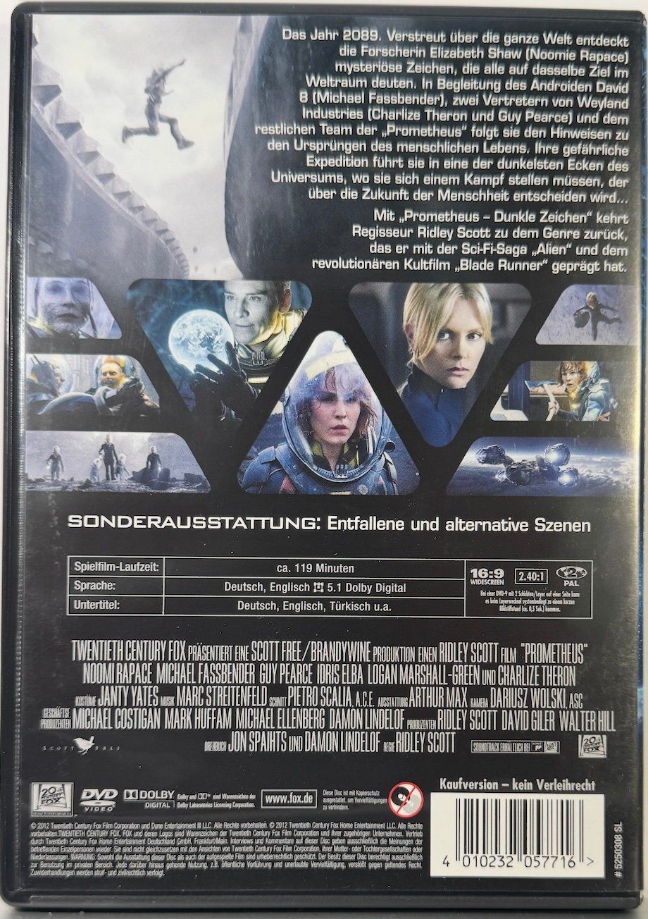 Tutti i DVDs: DVD PROMETHEUS - DUNKLE ZEICHEN - RIDLEY SCOTTS – Usato da Wisen venduto da gigisna 2