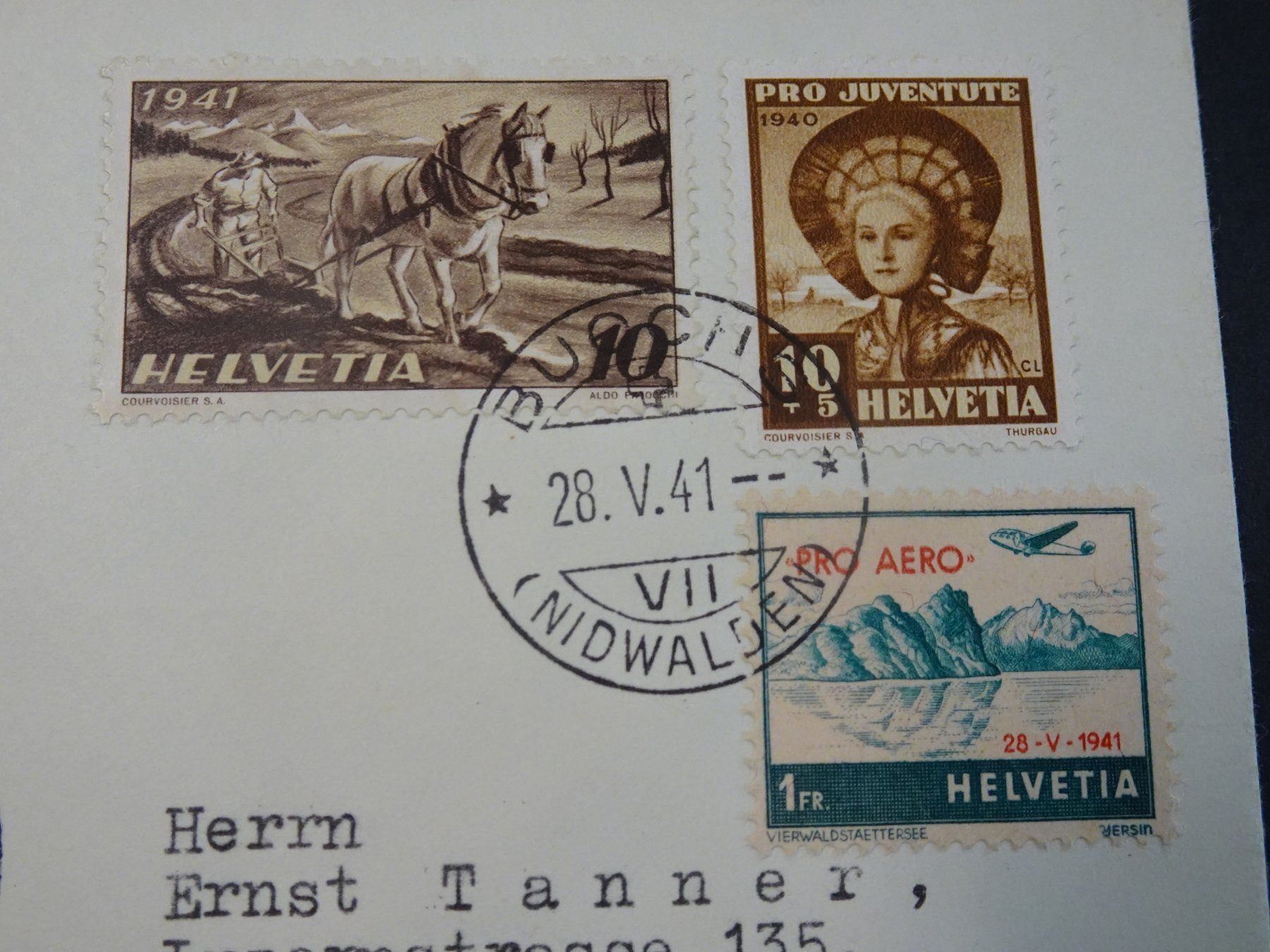 Tutti i francobolli: 28.V.41.; PRO AERO 1941, PAYERNE - BOUCHS – Nuovo (secondo la descrizione) da Eschenbach SG venduto da eDaisy 1