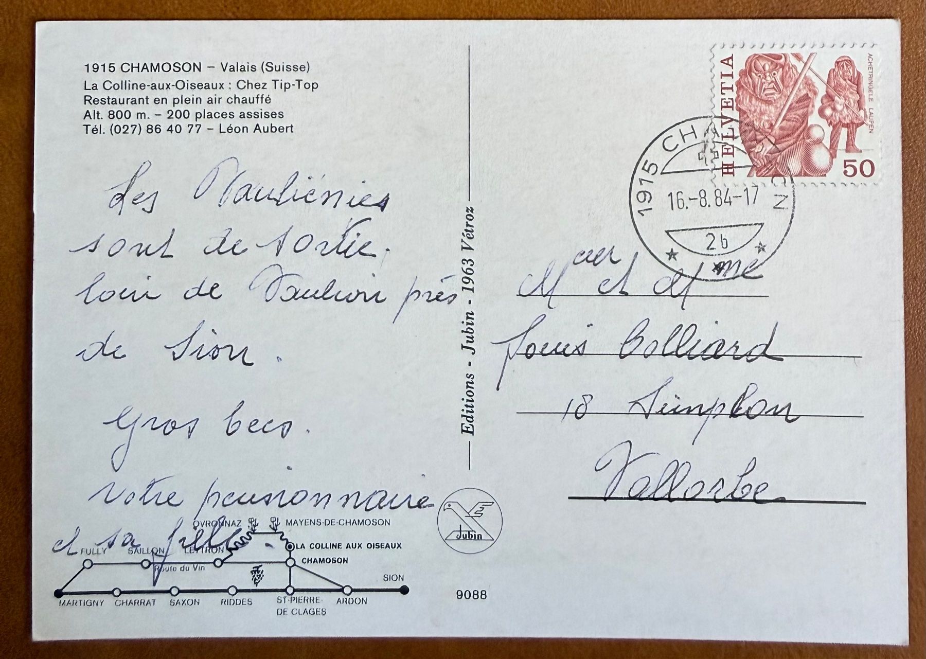 Ansichtskarten: Chamoson  -La Colline aux Oiseaux, Chez Tip -Top – Gebraucht aus Lutry von Ediego 1