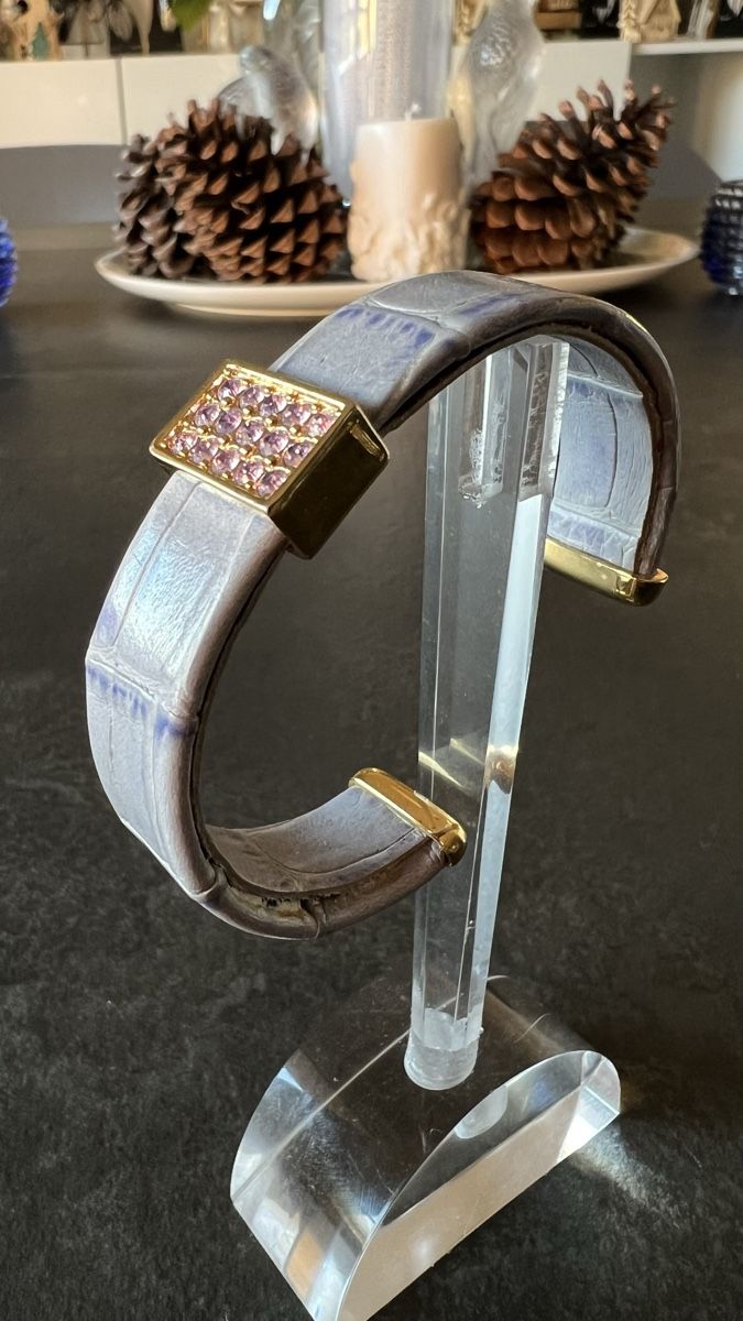 Swarovski Bracciali & Braccialetti: Bracelet Swarovski et cuir véritable – Usato da Nyon venduto da stylevintage79 1