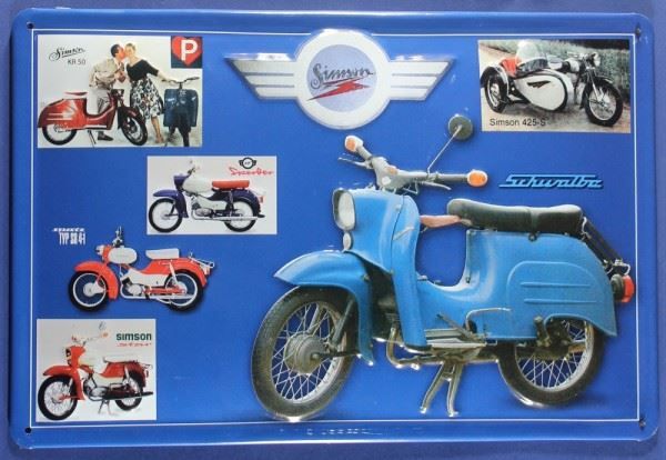 Insegne: Blechschild 3D-SIMSON DDR MOTORRAD MODEL – Nuovo e nell'imballaggio originale da Rupperswil venduto da big-one-sale