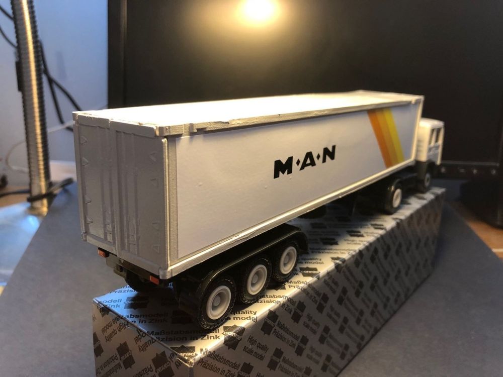 Camion MAN F Bussing + Remorque DETA – GESCHA – Échelle 1/50 – Métal – Années 70
