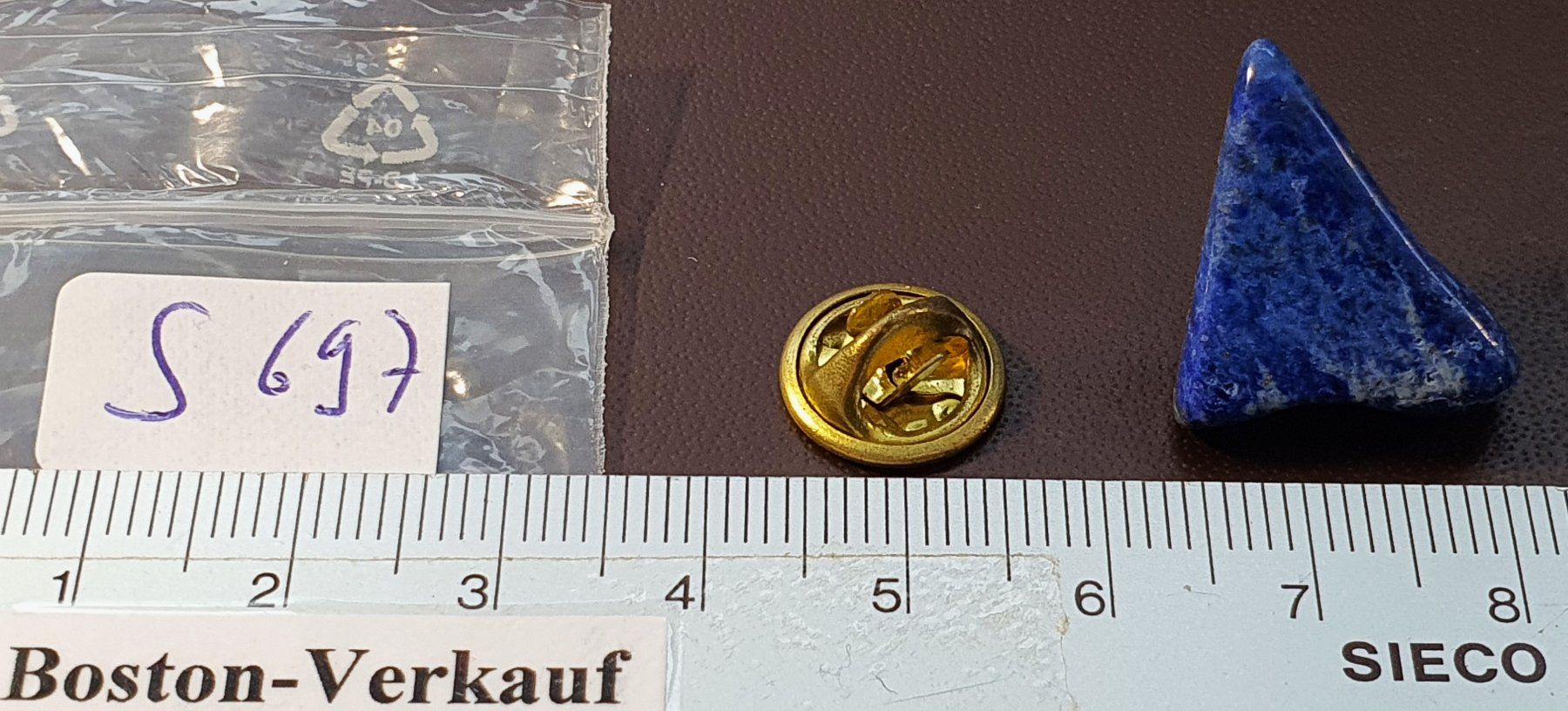 Pietre preziose: S697 - Pin mit Echten blauen Stein Lapislazuli oder Sodalith – Usato da Reinach BL venduto da Boston-Verkauf 4