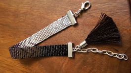 Armband speziell Glasperlen Glitzer im Verlauf m. Quaste