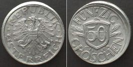 ÖSTERREICH. 50 Groschen 1947, FEHLPRÄGUNG unz-