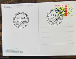 Postkarte mit Sst SCHWANDEN GL 10.12.90
