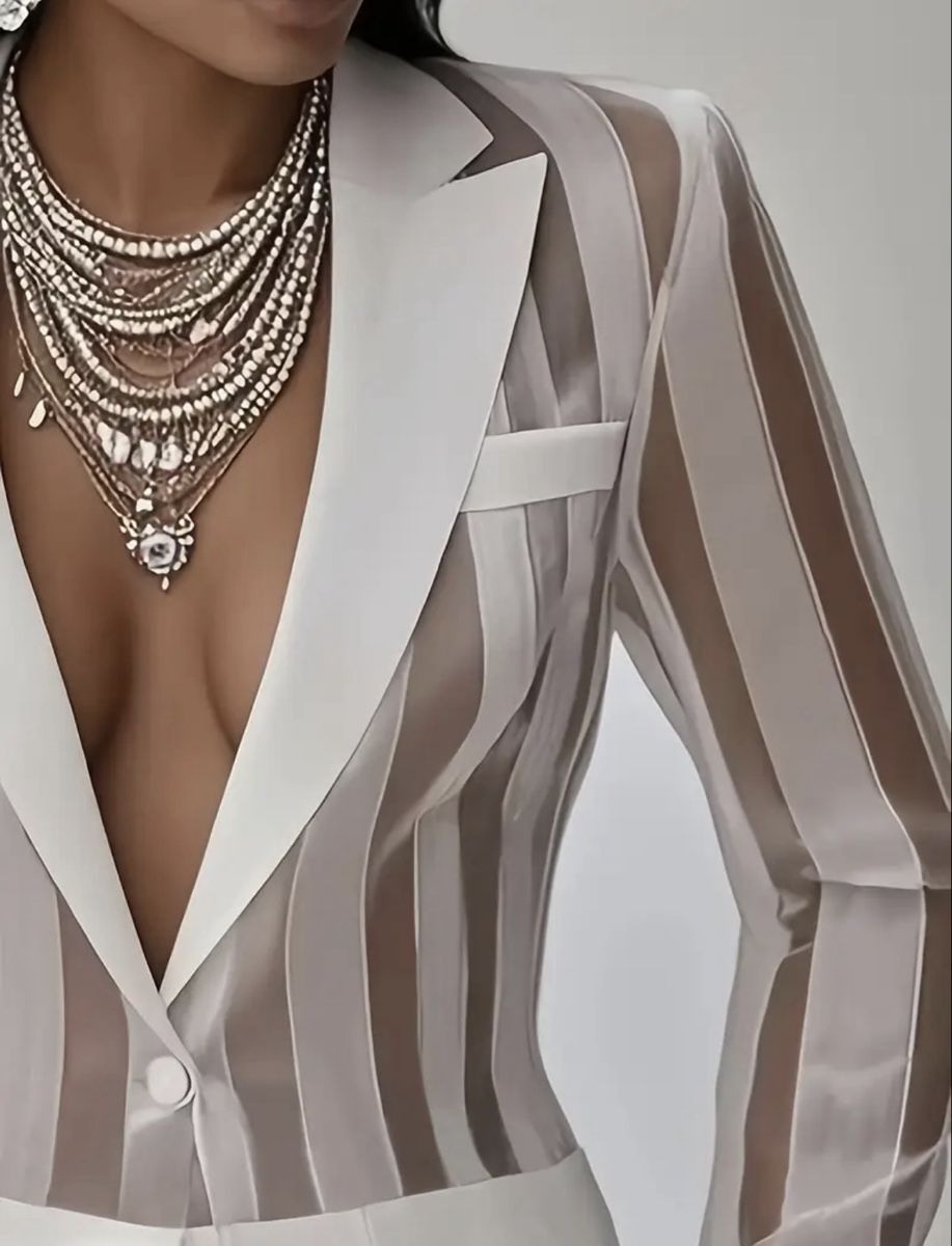 Giacche: Blazer transparent Streifen Weiss Grösse L – Nuovo (secondo la descrizione) da Altendorf venduto da Ro 2