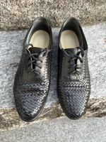 Damen Schnürschuhe geflochten Leder schwarz