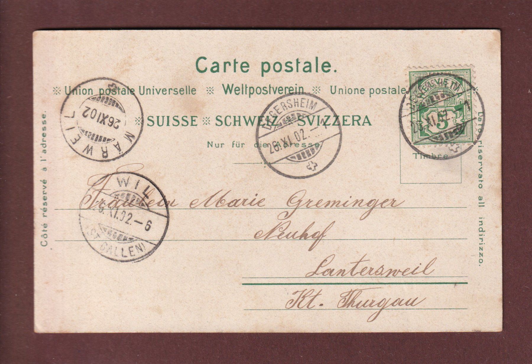 Cartoline postali: APPENZELL - Tracht - Kinder - 1902 – Usato da Pully venduto da nicecards 1