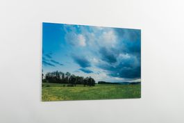 Bild Landschaft mit Wolken und Feldern auf Acrylgals 60x40cm
