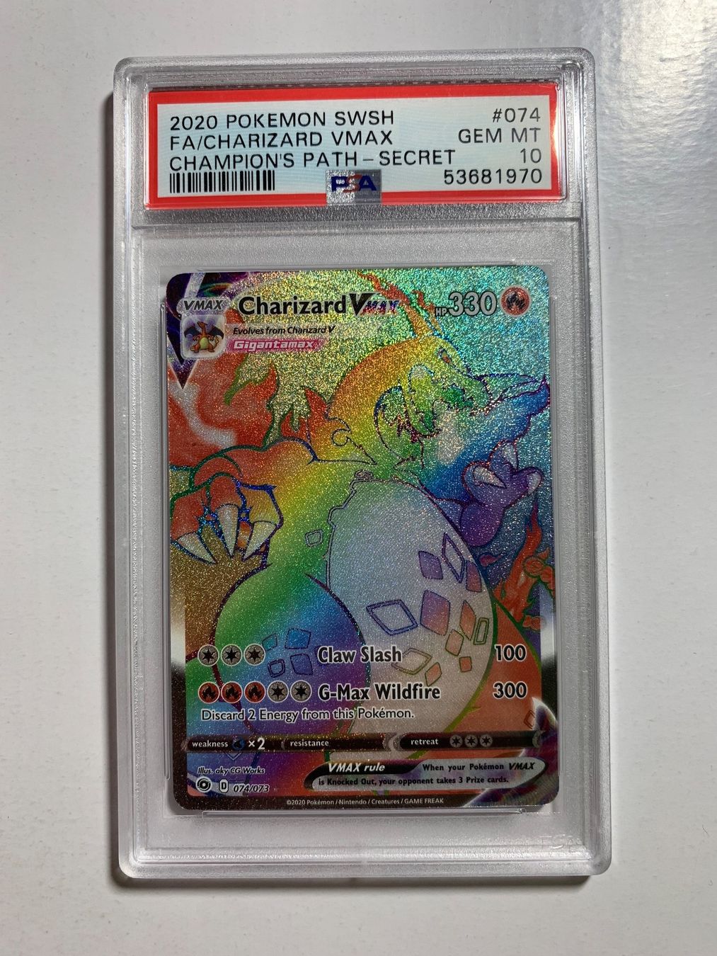 Pokémon Cartes à collectionner: Charizard VMAX Rainbow Secret Rare PSA 10 #74/73 – D'occasion à Wettingen par