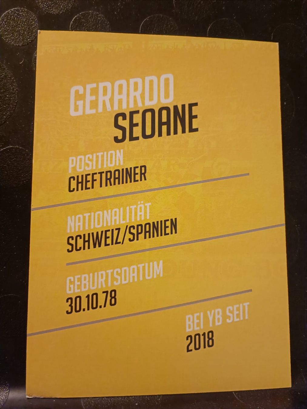 Autogramme: Gerrardo Seoane - handsignierte Autogrammkarte YB – Gebraucht aus Menziken von Artographs 1
