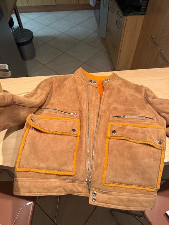 Veste femme style suédine doublée orange