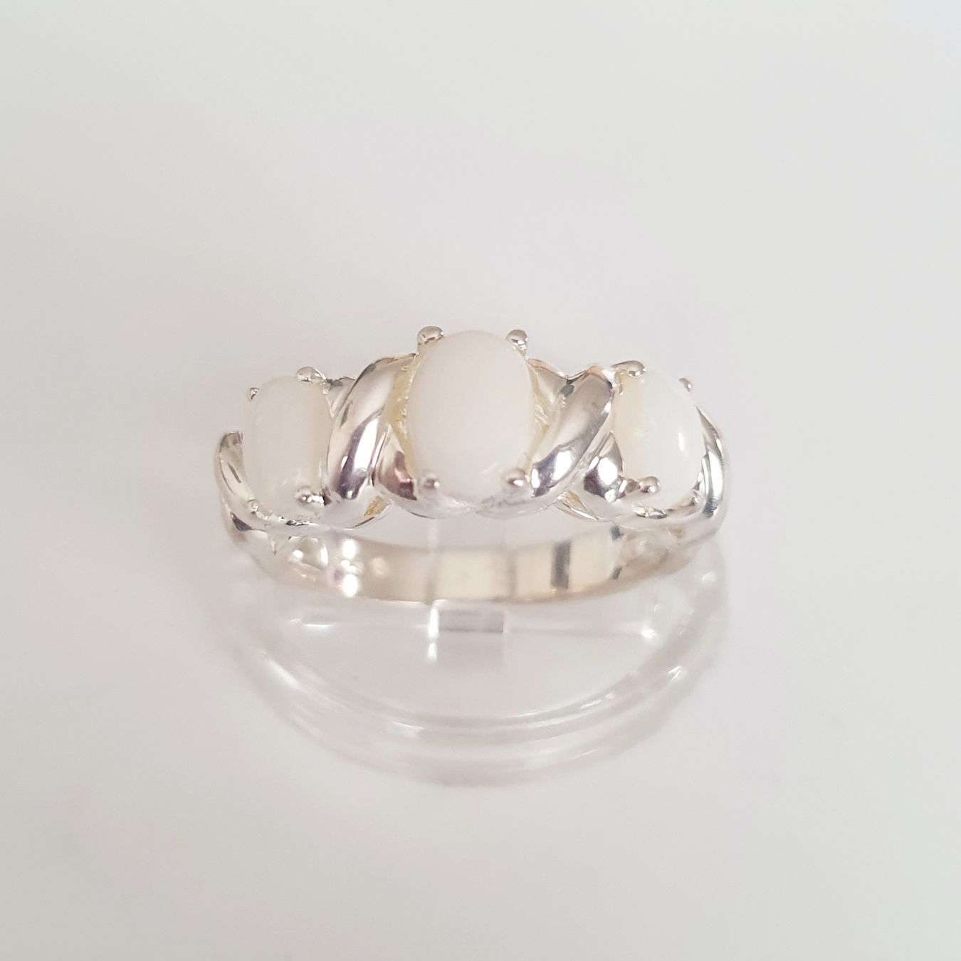 Anelli: Weisser Opal Ring, 925 Silber, Gr. 17.2 mm – Usato da Kreuzlingen venduto da Wunderkiste123 4