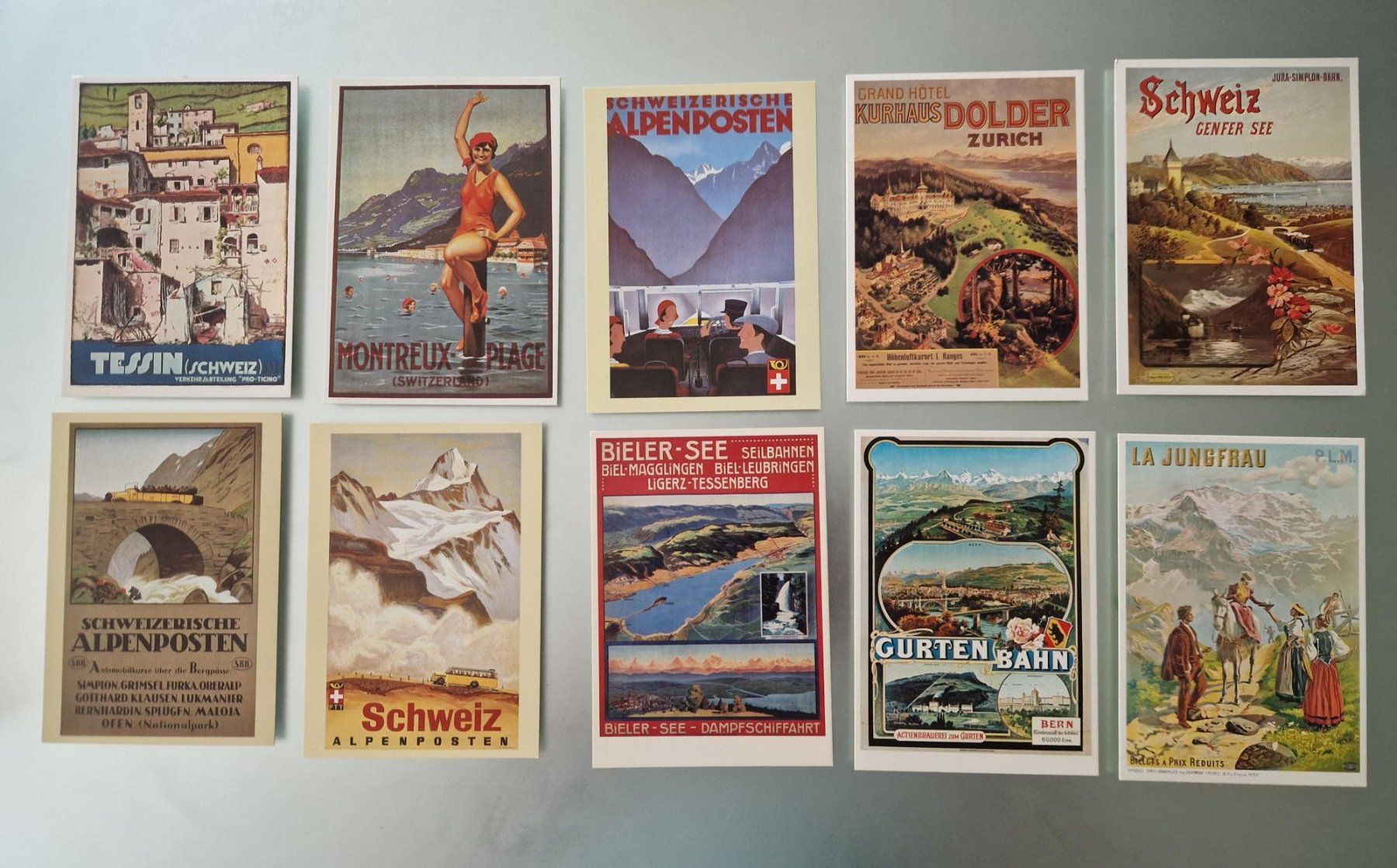 Cartoline postali: AK: Schweiz Vintage Plakate Set. – Usato da Büetigen venduto da philat