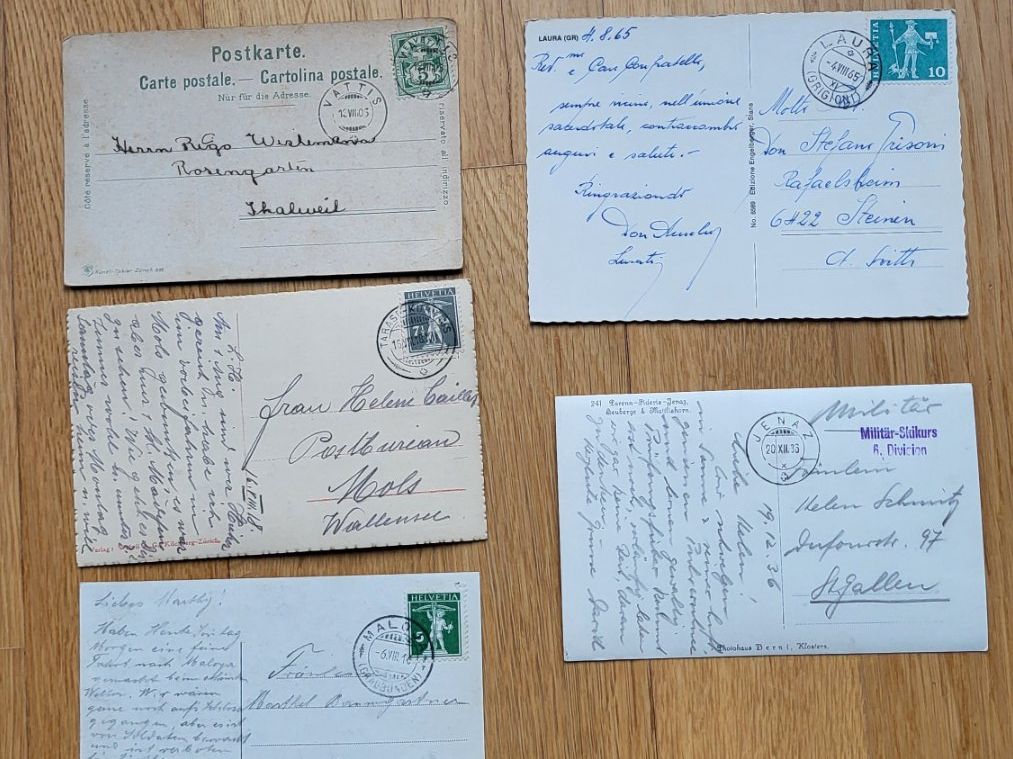 Cartoline postali: 5 Karten Graubünden Stempel  1906 – Usato da Bäriswil BE venduto da mimi.86