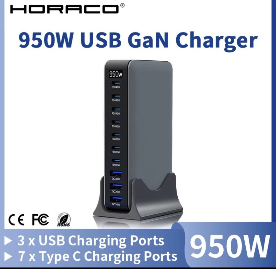 Caricabatterie: Station de charge rapide USB C GaN 950W, 100W PD3.0 PPS – Nuovo e nell'imballaggio originale da Saignelégier venduto da Instant-Key-Pro