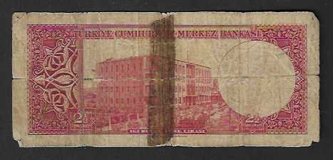 Banconote: Türkei  2  1/2  Lira  Gebraucht – Usato da Gordola venduto da coinsandnotes 1
