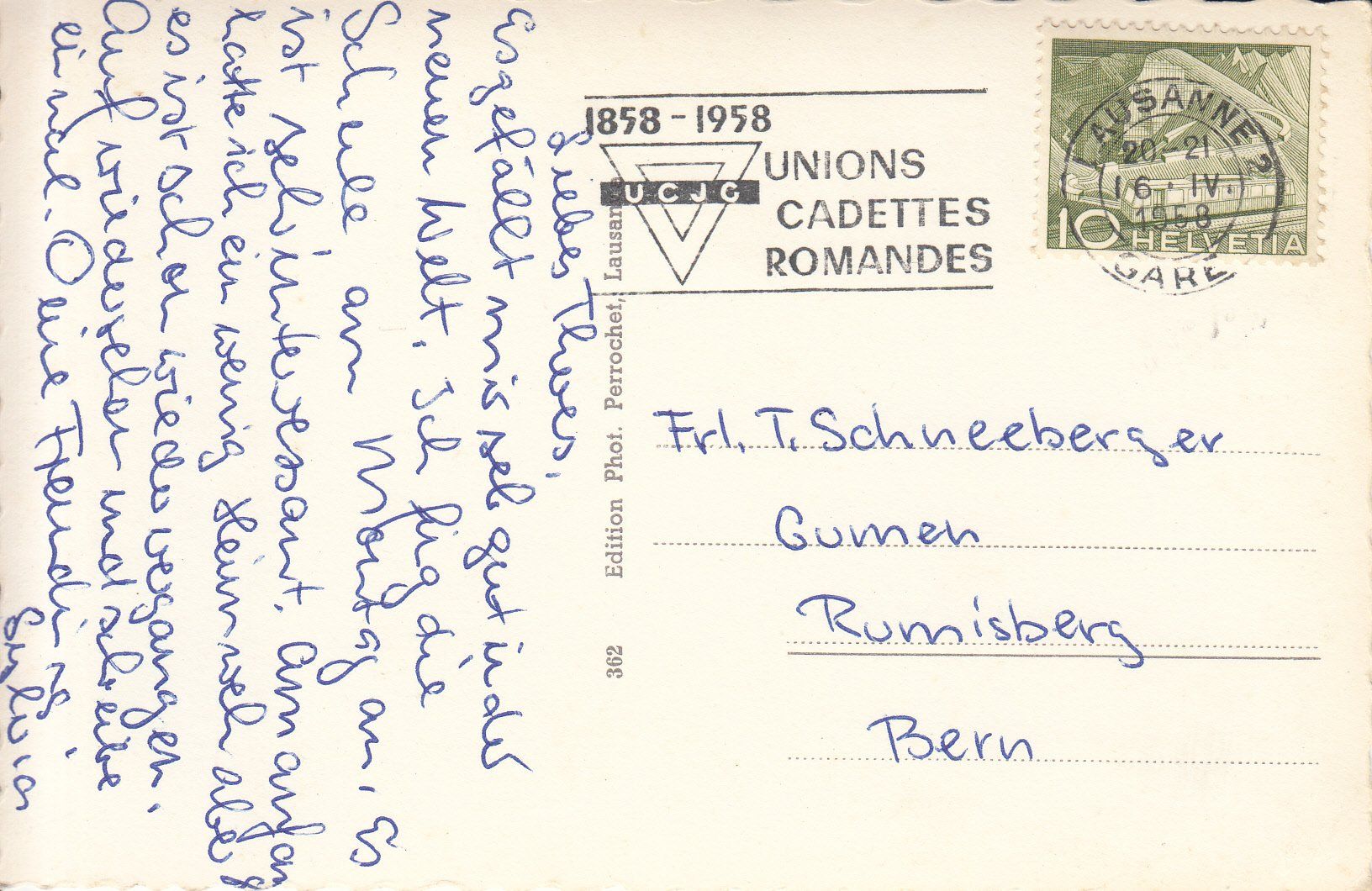 Cartoline postali: Lausanne 1958 – Usato da Bürglen TG venduto da StampGraf 1