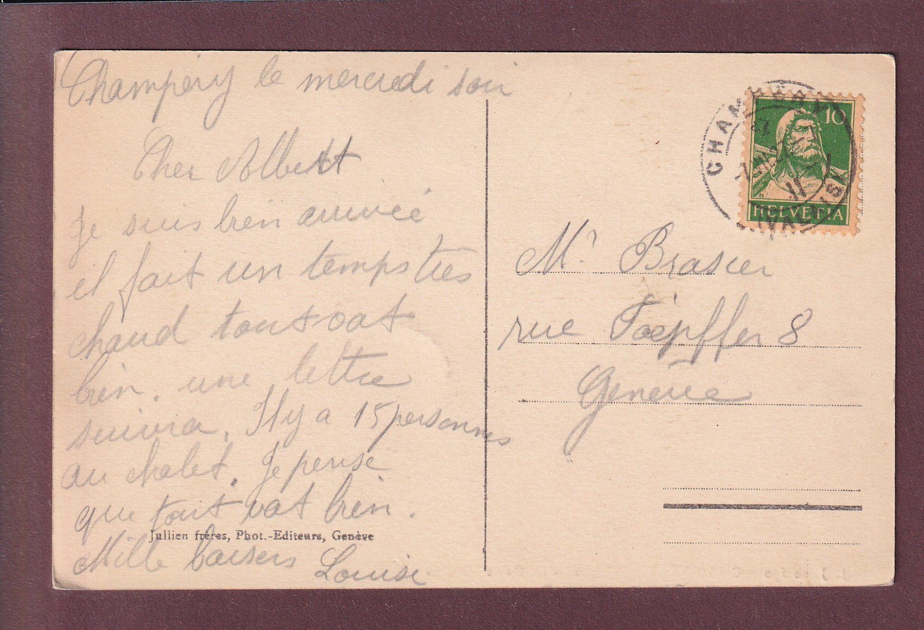 Ansichtskarten: CHAMPERY - Eglise - Dents Blanches - 1927 – Gebraucht aus Pully von nicecards 1