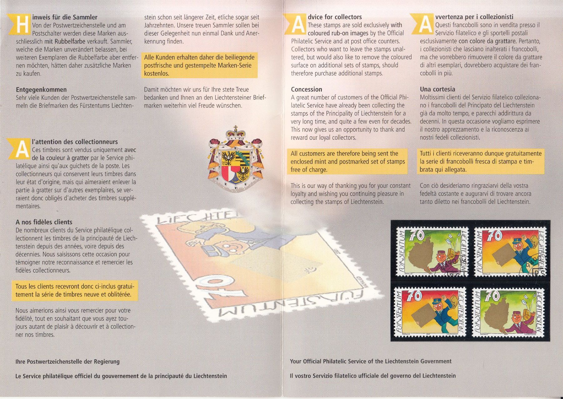 Tutti i francobolli: LBK 1200 - 1201 in Geschenk-Flyer – Usato da Bürglen TG venduto da StampGraf 1