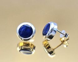 Chilenischer Lapislazuli: 10mm Silber-Ohrstecker