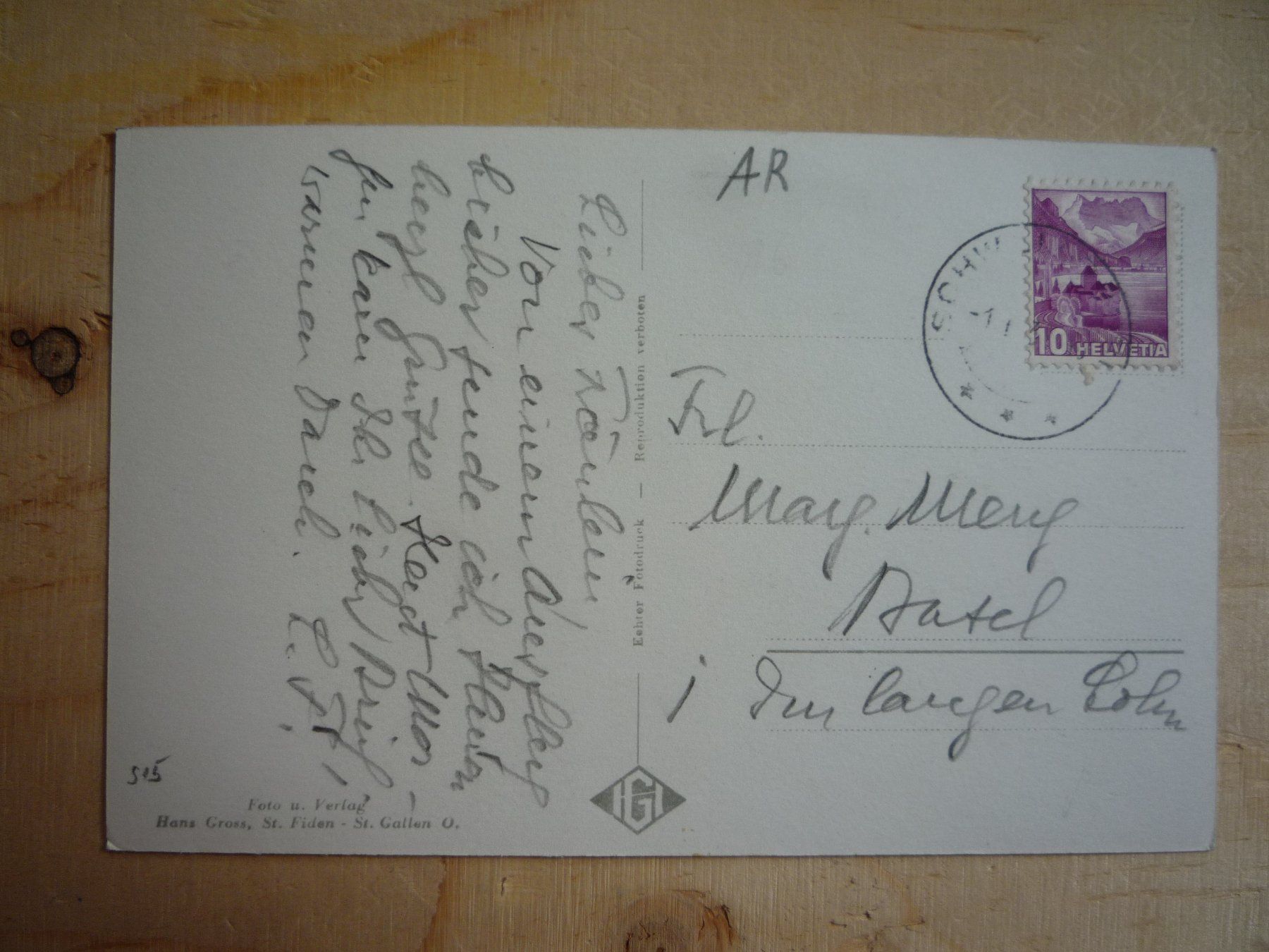 Cartoline postali: Schwellbrunn mit Säntis, ca. 1938 – Usato da Rieden SG venduto da Brockehuesli 1