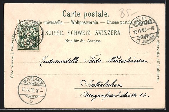Cartoline postali: Litho Basel, Neue Bibliothek, Marienkirc – Usato da Berlin venduto da bartko-reher 1