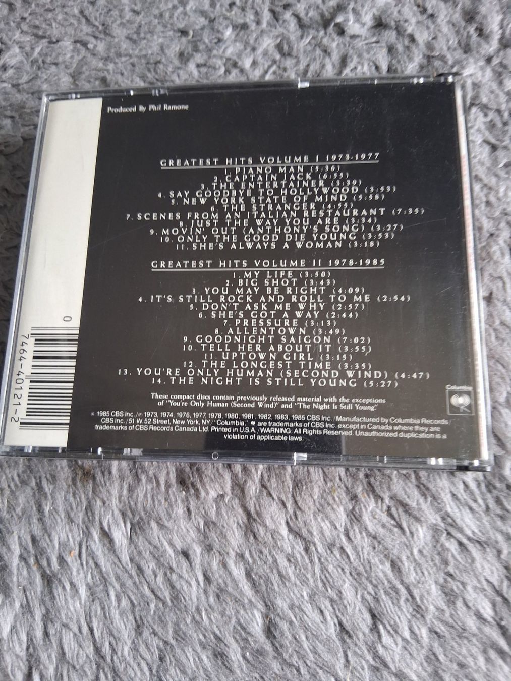 CDs: BILLY JOEL   GREATEST HITS  VOL 1 & VOL 2    CD – D'occasion à Wetzikon ZH par Ramones01 1