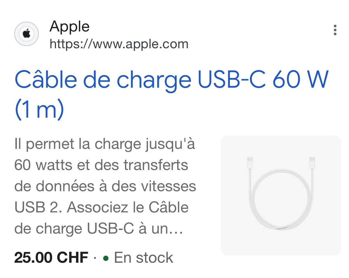 Apple Câbles: Original Câble USB-C vers Lightning Apple 1m neuf! – Neuf avec emballage d'origine à Vuisternens-Ogoz par PhilDr 2