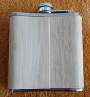Edelstahl Flachmann mit Bambusverkleidung, 6 oz, Neu!