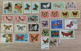28 Briefmarken timbres Papillons differents pays francobolli