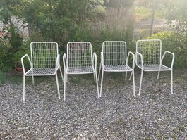 4x Vintage 60er Jahre Gartenstühle Stapelstühle