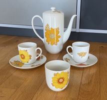 Langenthal Kaffeeservice mit Sonnenblumenmuster, 70er-Jahre