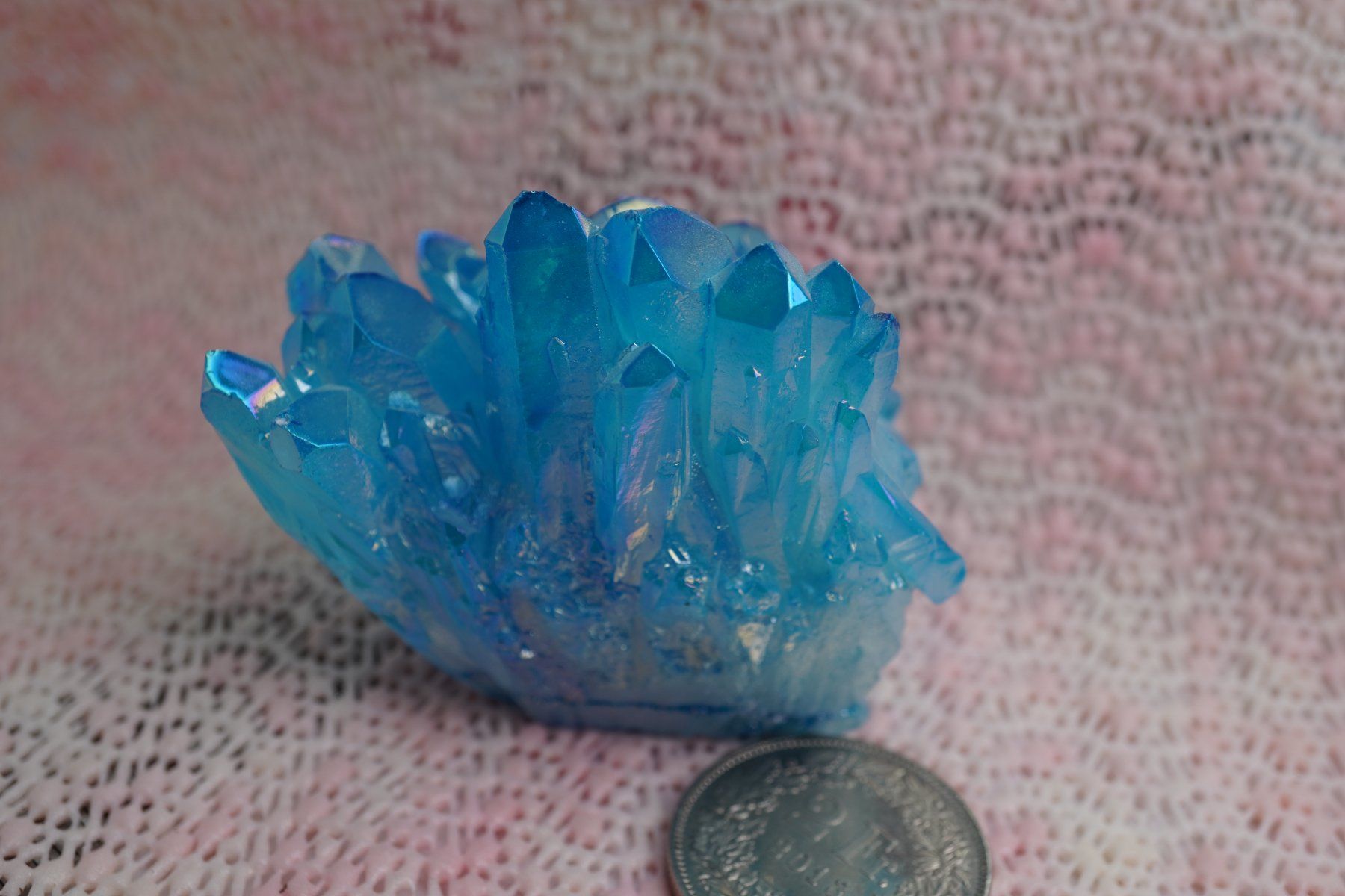 Minerali & Pietre curative: Kristall  Blau Eingefärbt  Irisierend    6cm auf  5cm – Nuovo e nell'imballaggio originale da Eschenbach venduto da Fengg 5
