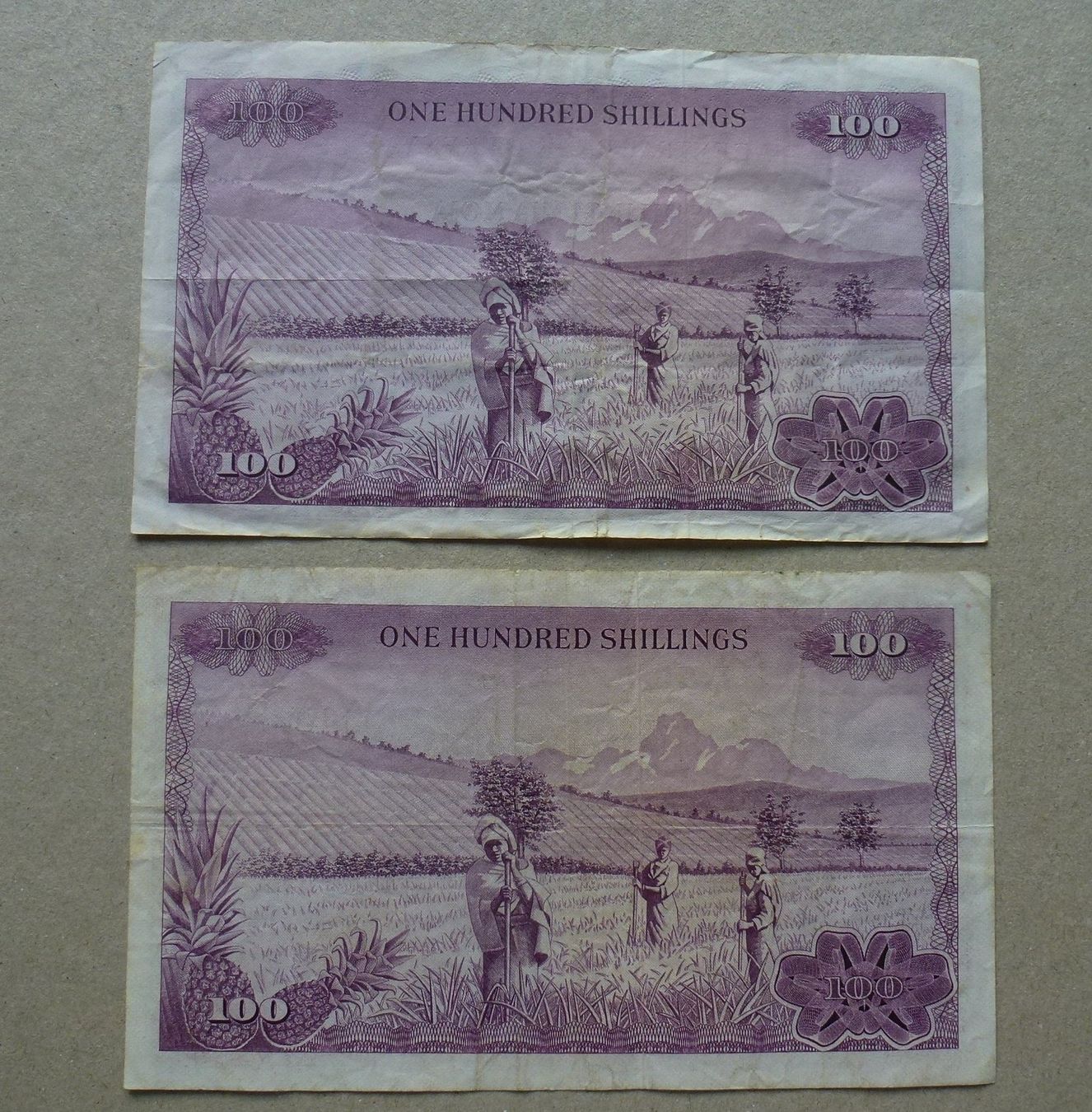 Banconote: Kenia ++ 2x 100 Shillings 1971/1972 – Usato da Walkringen venduto da Casablanca777 1