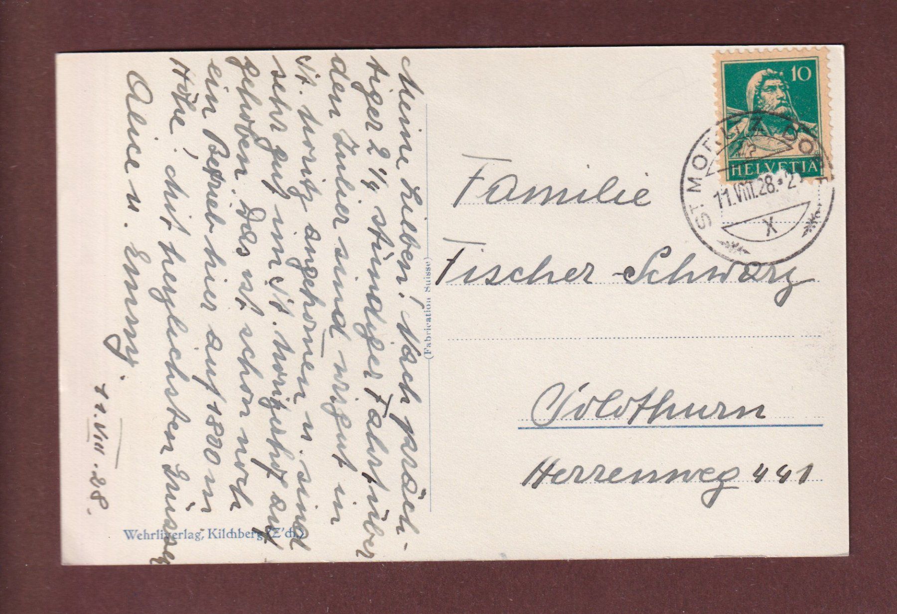 Cartoline postali: ST. MORITZ - Piz Languard - 1928 – Usato da Pully venduto da nicecards-shop 1