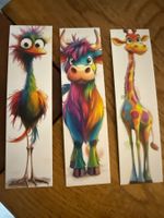 3x Lesezeichen-Buchzeichen-Tiere-Popart-Spass-Fund-Coolness