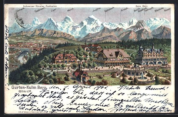 Cartes postales: Litho Gurten-Kulm Bern, Totalansicht mit – D'occasion à Berlin par bartko-reher