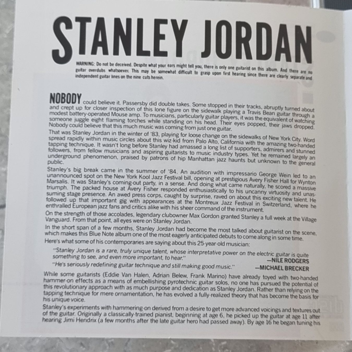 CD: Rar! Stanley Jordan - Magic Touch (CD) Guitar Tapping Master – Usato da Villigen venduto da Tschachtlan 4